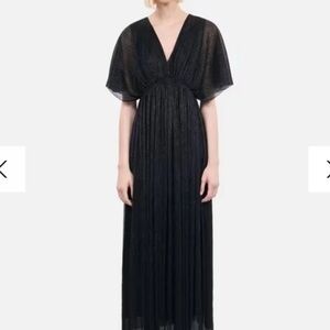 The Kooples Shimmering Black Maxi Lurex Jersey Dress in French 0 / US XS
